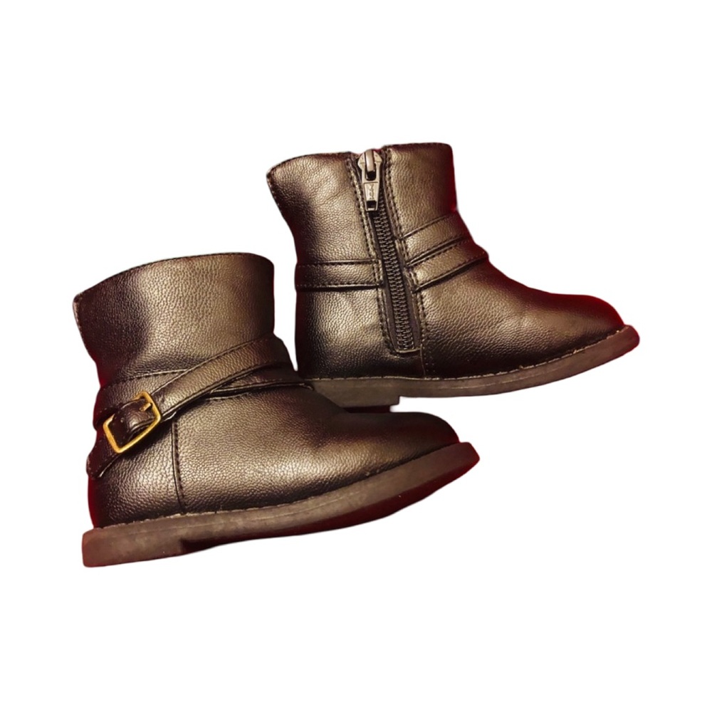 Kids Black Faux Leather Boots